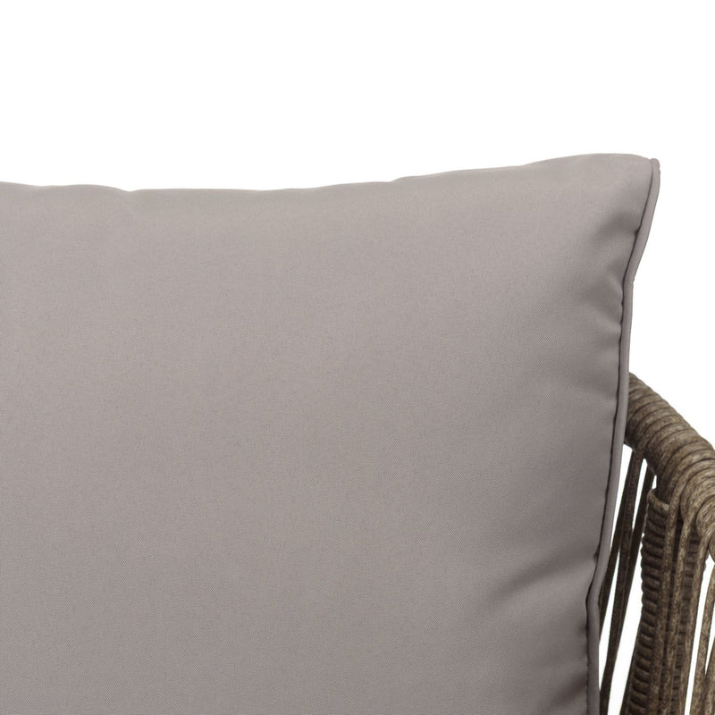 Vick - Salon De Jardin - Acier/Tissu Polyester/Rotin Synthétique/Mousse Polyuréthane/Fibre Polyester/Acacia - Taupe/Gris Anthracite