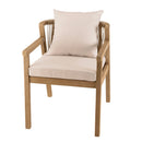 Celestin - Lot De 2 Fauteuils Jardin - Acacia/Corde Polypropylène/Tissu Polyester/Mousse Polyuréthane/Fibre Polyester - Beige/Gris/Marron