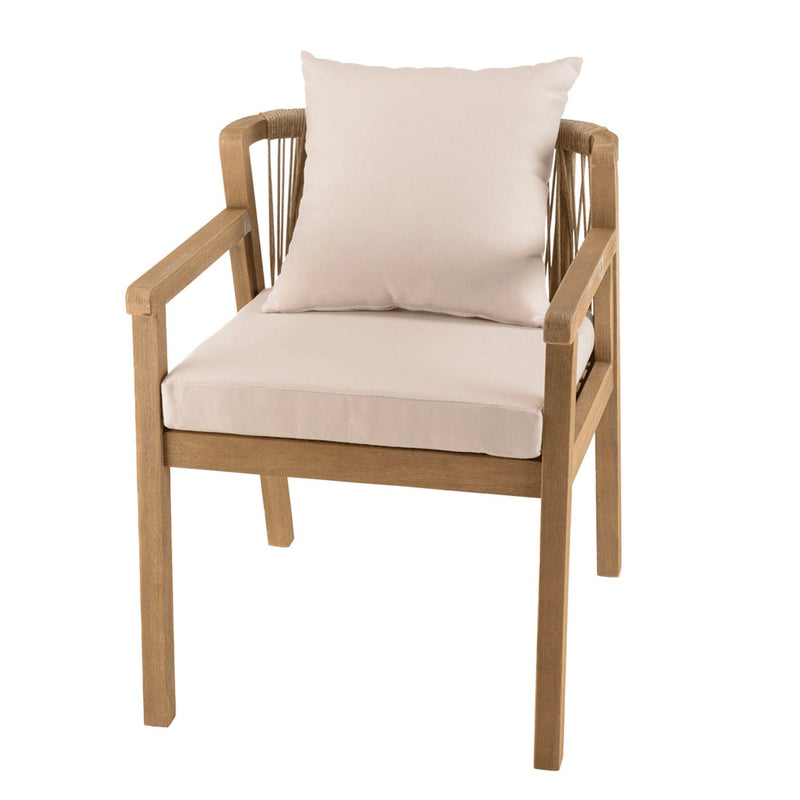 Celestin - Lot De 2 Fauteuils Jardin - Acacia/Corde Polypropylène/Tissu Polyester/Mousse Polyuréthane/Fibre Polyester - Beige/Gris/Marron