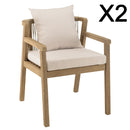 Celestin - Lot De 2 Fauteuils Jardin - Acacia/Corde Polypropylène/Tissu Polyester/Mousse Polyuréthane/Fibre Polyester - Beige/Gris/Marron