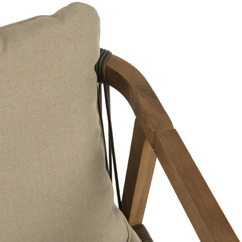 Celestin - Lot De 2 Fauteuils Jardin - Acacia/Corde Polypropylène/Tissu Polyester/Mousse Polyuréthane/Fibre Polyester - Vert/Gris/Marron