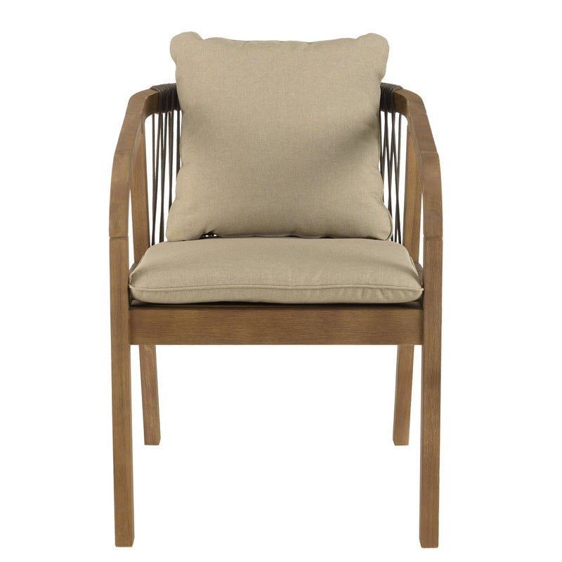 Celestin - Lot De 2 Fauteuils Jardin - Acacia/Corde Polypropylène/Tissu Polyester/Mousse Polyuréthane/Fibre Polyester - Vert/Gris/Marron