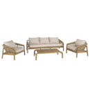 Celestin - Salon De Jardin - Acacia/Corde Polypropylène/Tissu Polyester/Mousse Polyuréthane/Fibre Polyester - Beige/Gris/Marron