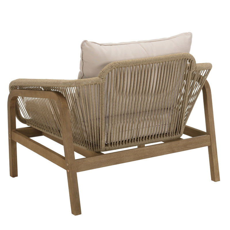 Celestin - Salon De Jardin - Acacia/Corde Polypropylène/Tissu Polyester/Mousse Polyuréthane/Fibre Polyester - Beige/Gris/Marron