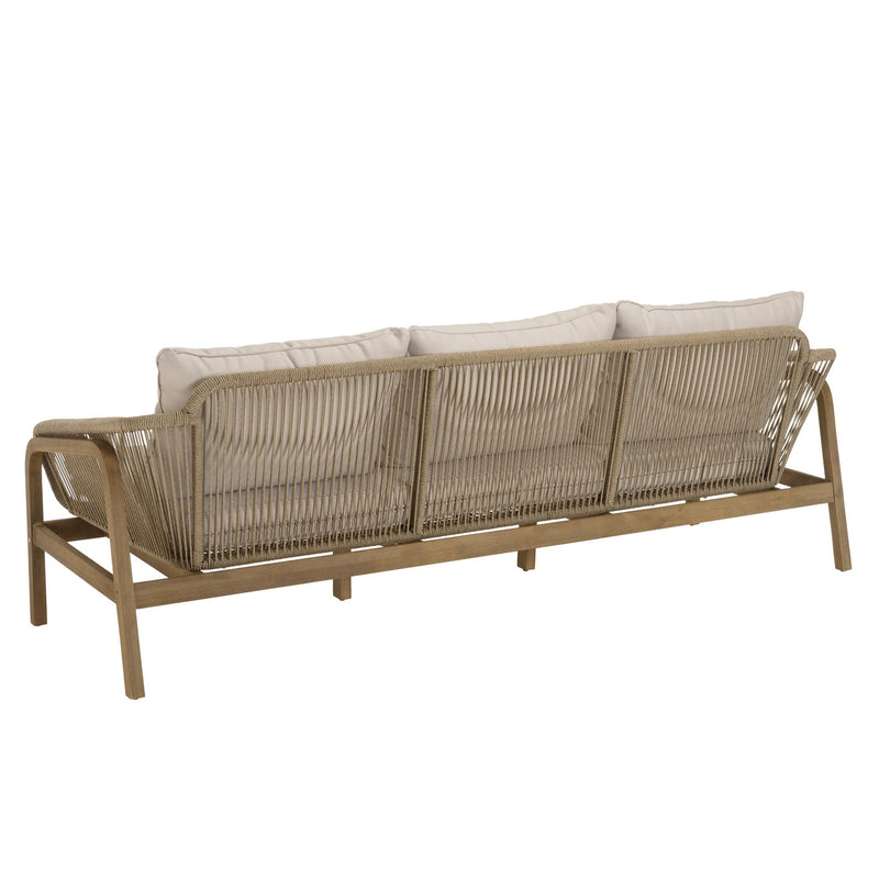 Celestin - Salon De Jardin - Acacia/Corde Polypropylène/Tissu Polyester/Mousse Polyuréthane/Fibre Polyester - Beige/Gris/Marron