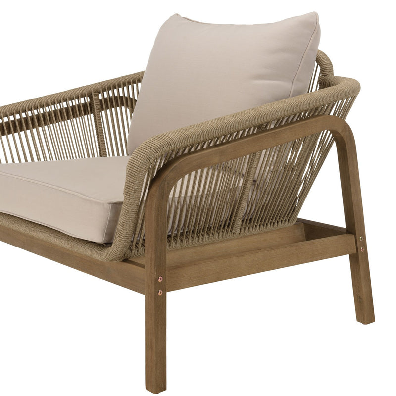 Celestin - Salon De Jardin - Acacia/Corde Polypropylène/Tissu Polyester/Mousse Polyuréthane/Fibre Polyester - Beige/Gris/Marron