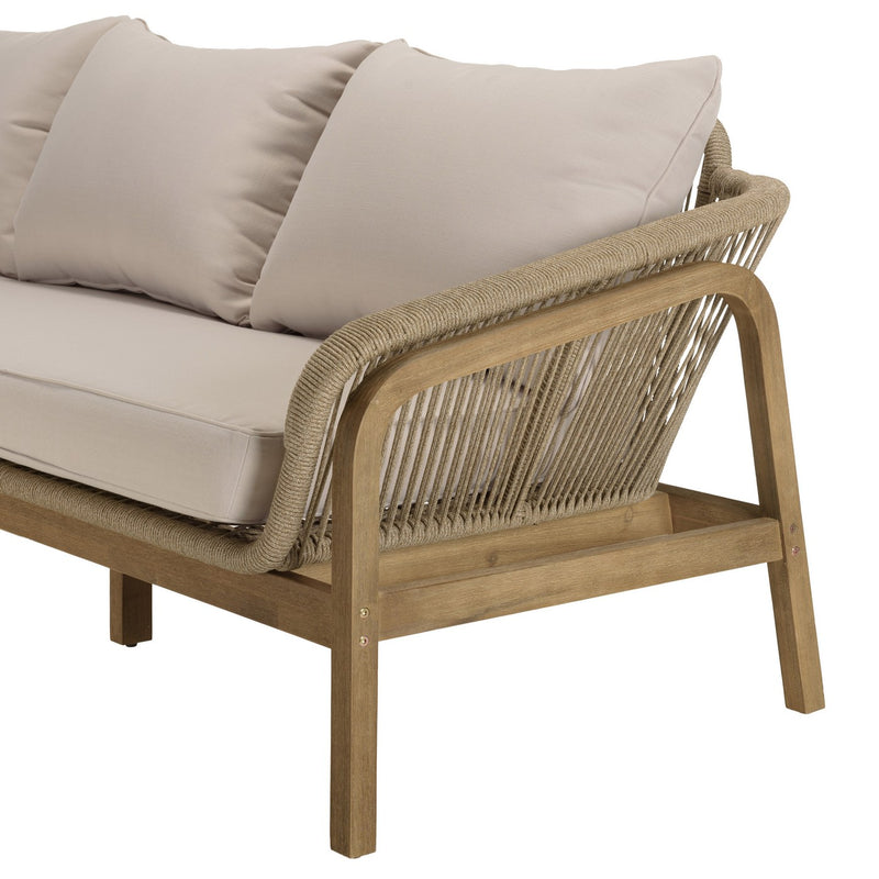 Celestin - Salon De Jardin - Acacia/Corde Polypropylène/Tissu Polyester/Mousse Polyuréthane/Fibre Polyester - Beige/Gris/Marron