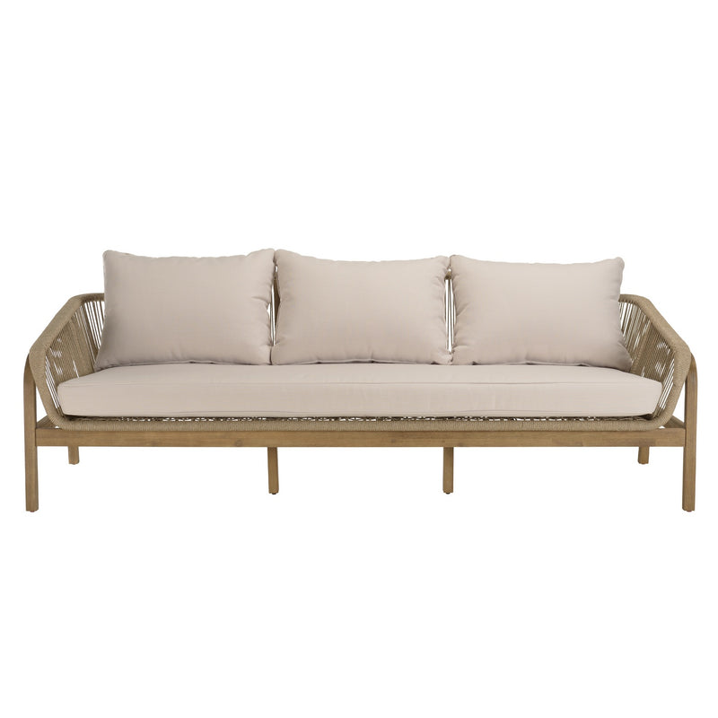 Celestin - Salon De Jardin - Acacia/Corde Polypropylène/Tissu Polyester/Mousse Polyuréthane/Fibre Polyester - Beige/Gris/Marron