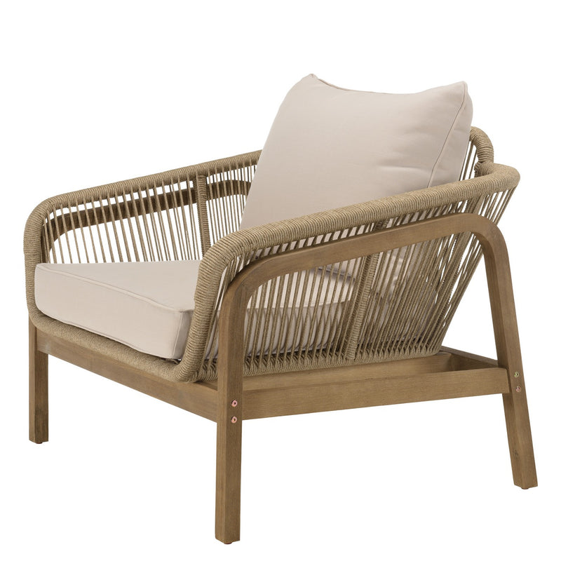 Celestin - Salon De Jardin - Acacia/Corde Polypropylène/Tissu Polyester/Mousse Polyuréthane/Fibre Polyester - Beige/Gris/Marron