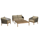 Celestin - Salon De Jardin - Acacia/Corde Polypropylène/Tissu Polyester/Mousse Polyuréthane/Fibre Polyester - Vert/Gris/Marron