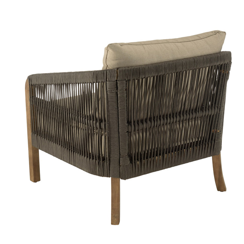 Celestin - Salon De Jardin - Acacia/Corde Polypropylène/Tissu Polyester/Mousse Polyuréthane/Fibre Polyester - Vert/Gris/Marron
