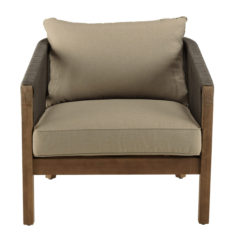 Celestin - Salon De Jardin - Acacia/Corde Polypropylène/Tissu Polyester/Mousse Polyuréthane/Fibre Polyester - Vert/Gris/Marron