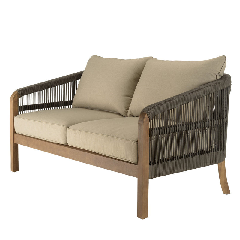 Celestin - Salon De Jardin - Acacia/Corde Polypropylène/Tissu Polyester/Mousse Polyuréthane/Fibre Polyester - Vert/Gris/Marron