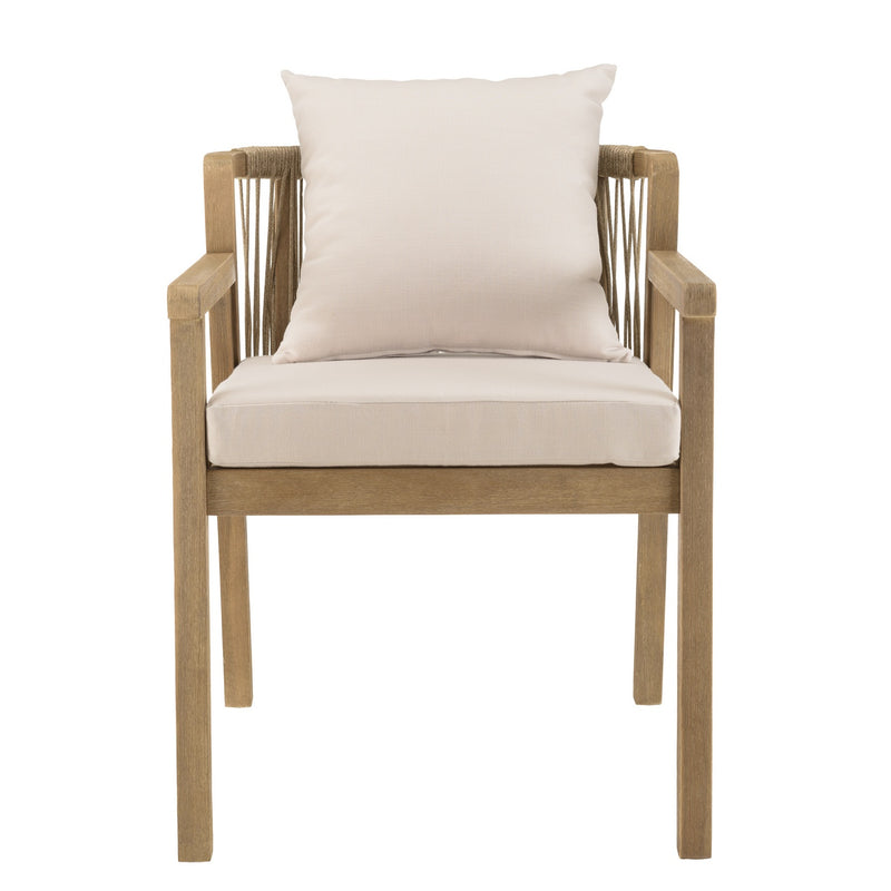 Celestin - Salon De Jardin - Acacia/Corde Polypropylène/Tissu Polyester/Mousse Polyuréthane/Fibre Polyester - Beige/Gris/Marron