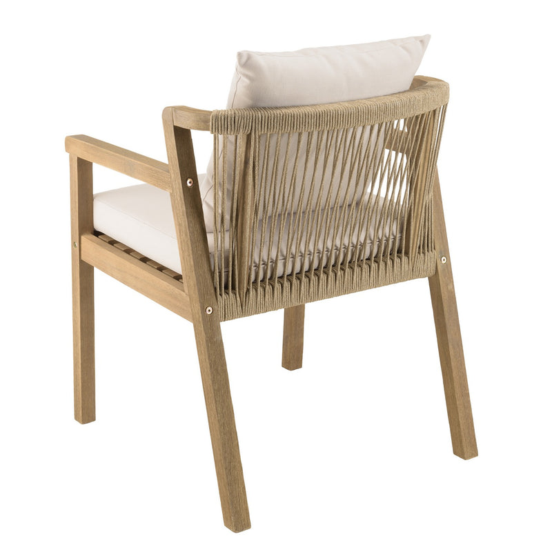 Celestin - Salon De Jardin - Acacia/Corde Polypropylène/Tissu Polyester/Mousse Polyuréthane/Fibre Polyester - Beige/Gris/Marron