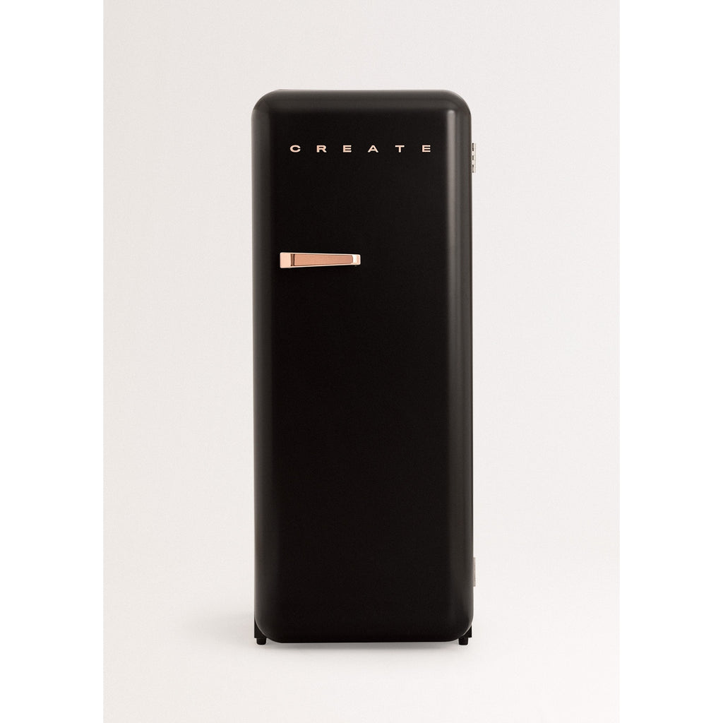 Retro Fridge 281L - Retro Refrigerator - Black with Rose Gold Handles