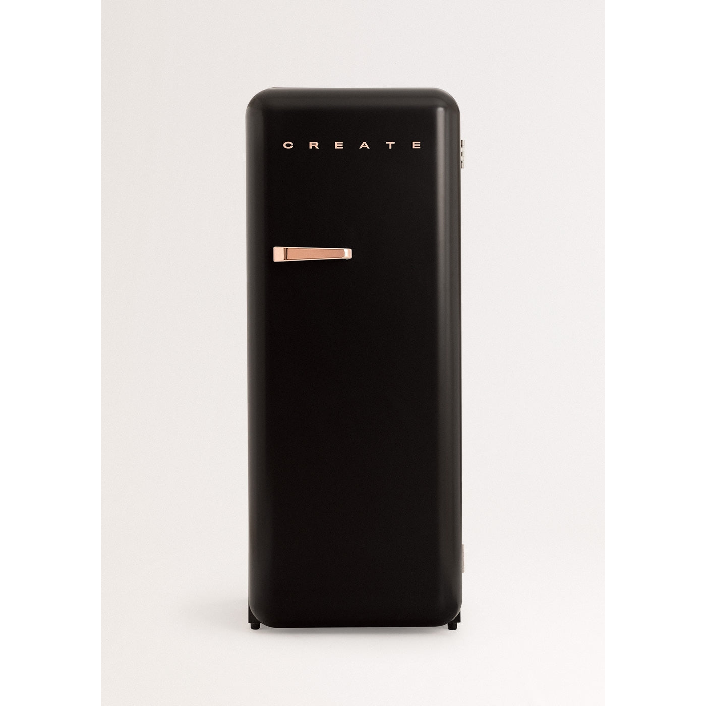 Retro Fridge 281L - Retro Refrigerator - Black with Rose Gold Handles