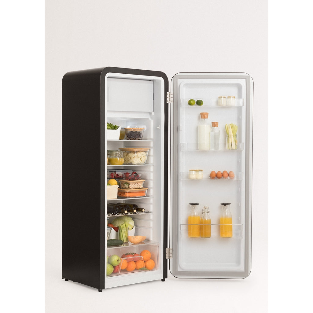 Retro Fridge 281L - Retro Fridge - Black with Black Handles