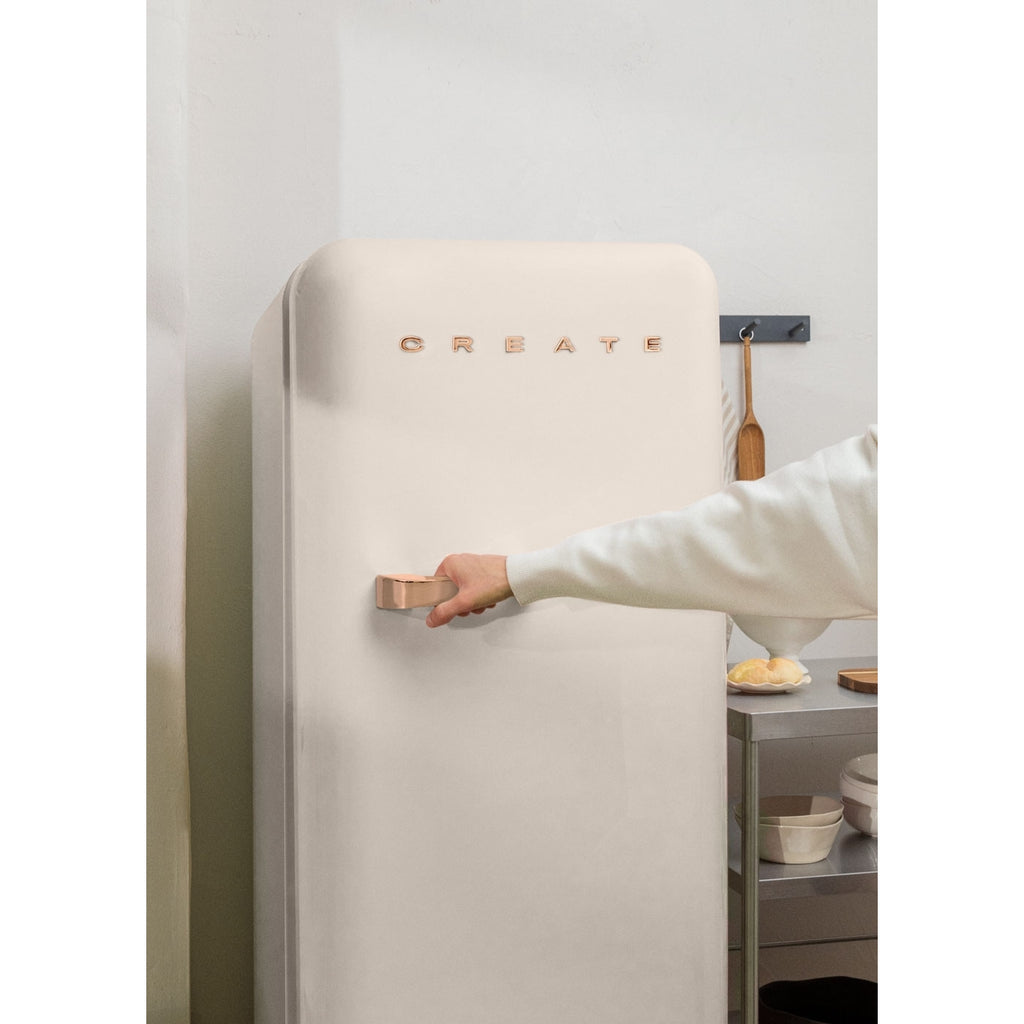 Retro Fridge 281L - Frigorífico Retro - Blanco Roto Tiradores Oro Rosa