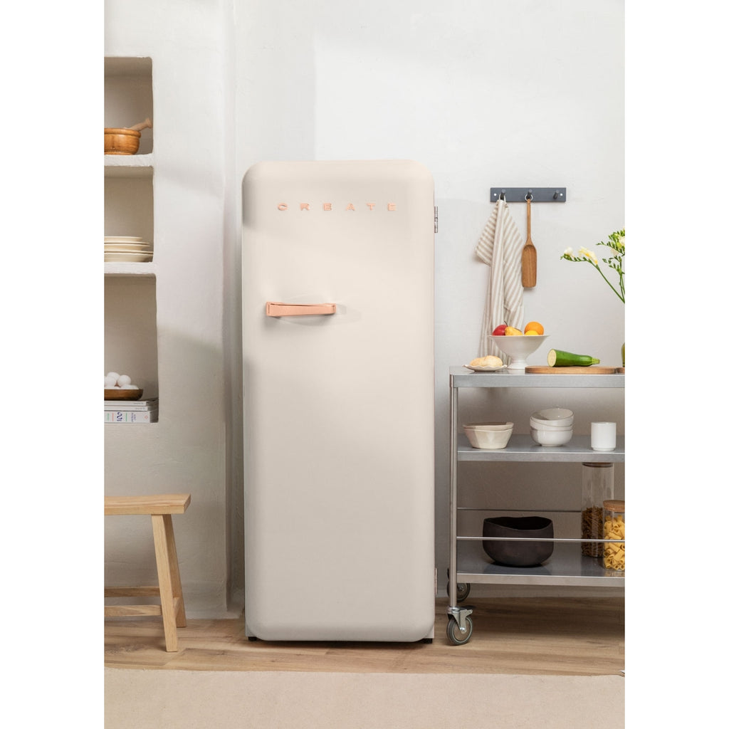 Retro Fridge 281L - Frigorífico Retro - Blanco Roto Tiradores Oro Rosa