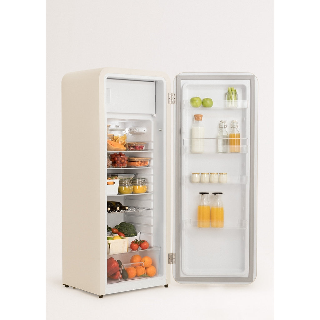 Retro Fridge 281L - Réfrigérateur Rétro - Blanc Cassé Poignées Marbre