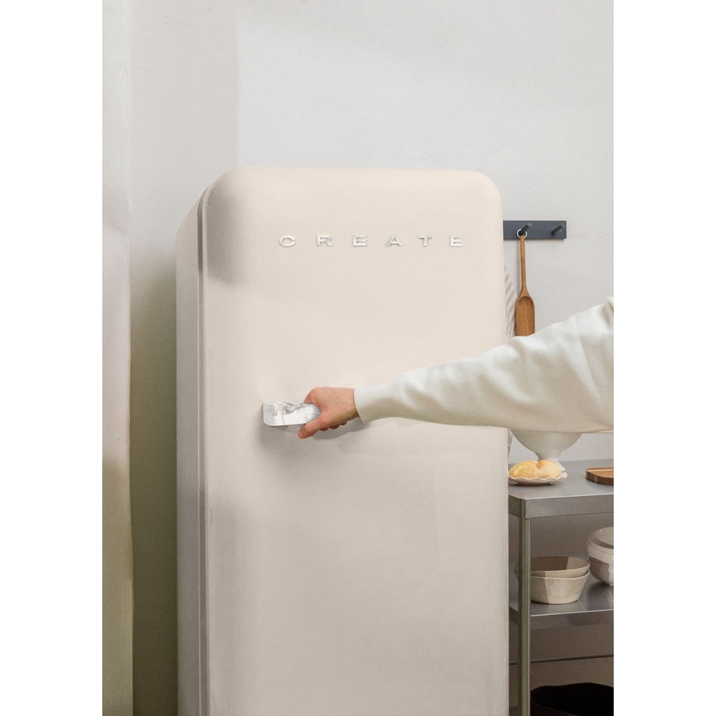 Retro Fridge 281L - Réfrigérateur Rétro - Blanc Cassé Poignées Marbre