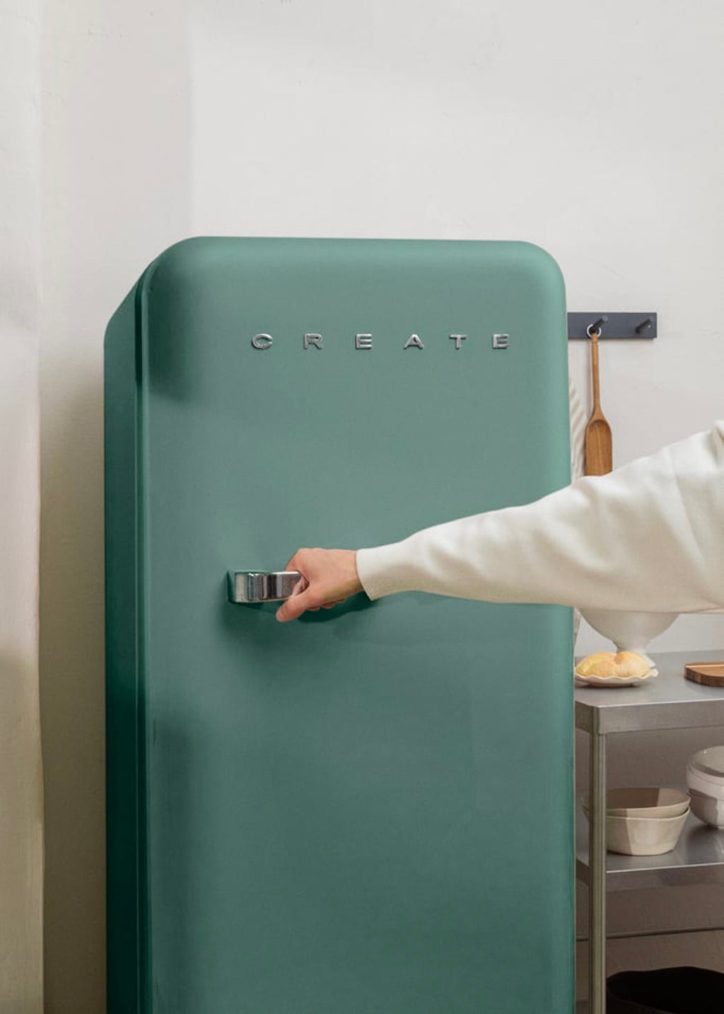 Fridge Retro 281L - Frigorífico De Estilo Retro - Sage# Plata