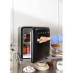 Retro Fridge 48L - Réfrigérateur Rétro - Noir Poignées Or