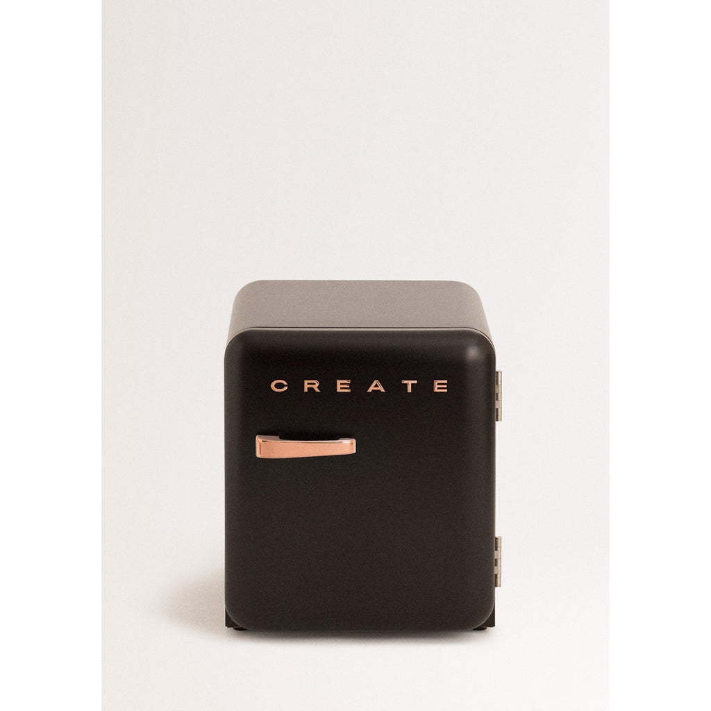 Retro Fridge 48L - Retro Refrigerator - Black with Rose Gold Handles