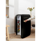 Retro Fridge 107L - Retro Refrigerator - Black with Gold Handles