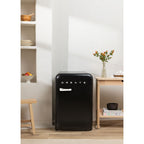 Retro Fridge 107L - Réfrigérateur Rétro - Noir Poignées Marbre