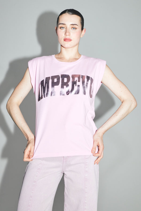 The Robbie Foil T-Shirt In Pink Cotton Made In Portugal