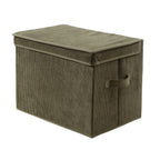 Boîte Rangement Haute Avec Couvercle Tissu Velours Côtelé Kaki