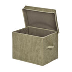Boîte Rangement Haute Avec Couvercle Tissu Velours Côtelé Kaki