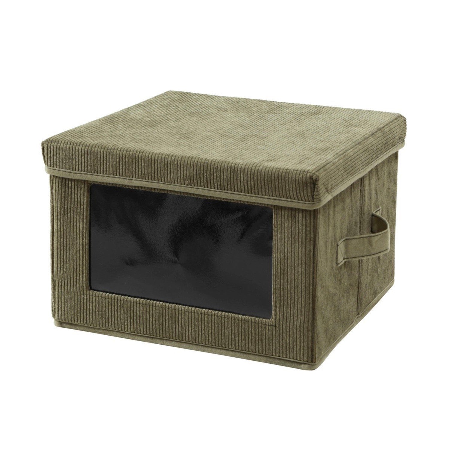 Boîte De Rangement - Velours Côtelé - Kaki
