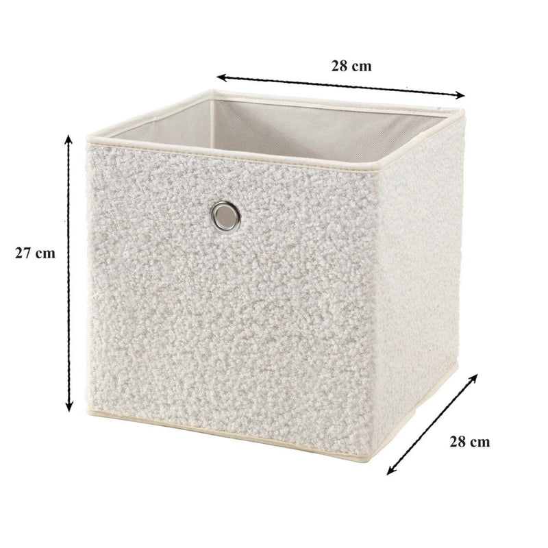 Cube Pliable Tissu Bouclette  - Écru