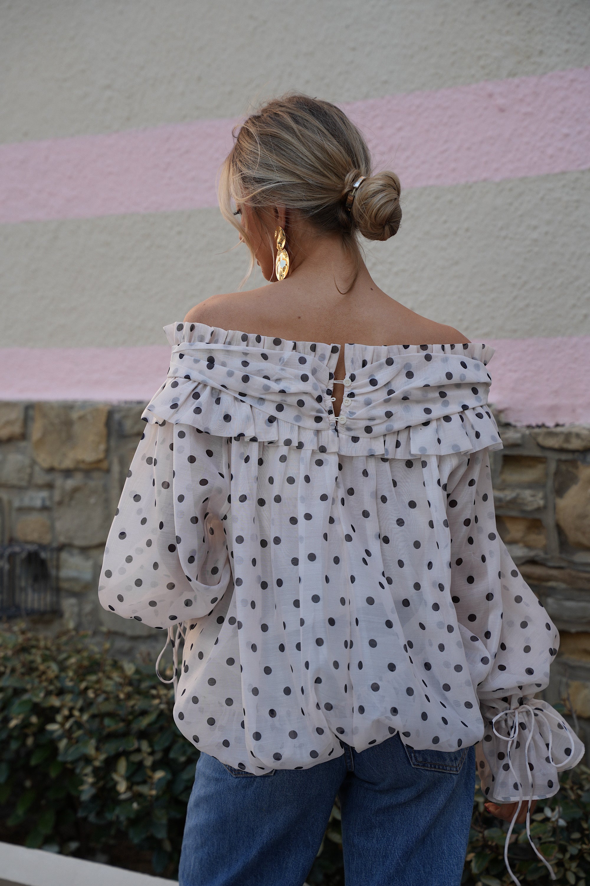 Blouse À Pois Aya - Crème/Noire