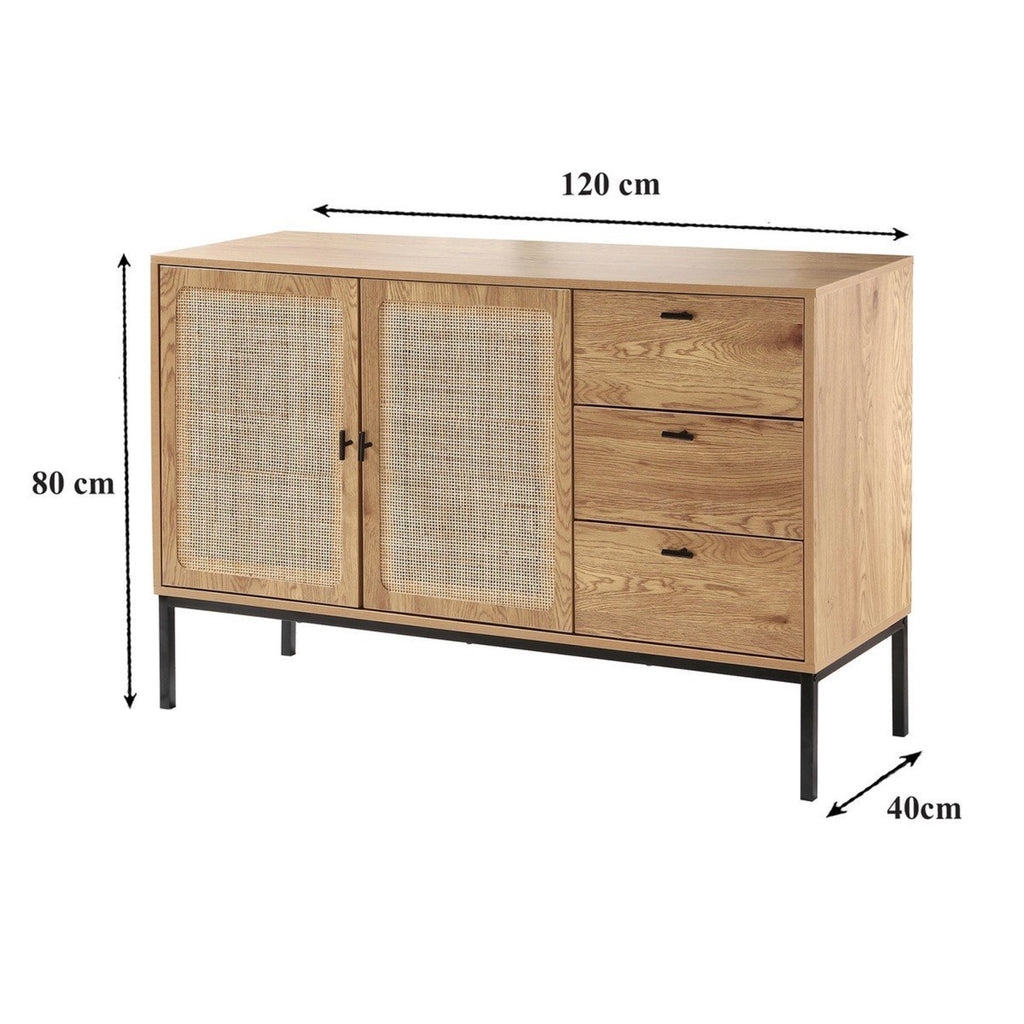 Jaya - Sideboard 3 Drawers / 2 Doors - Rattan