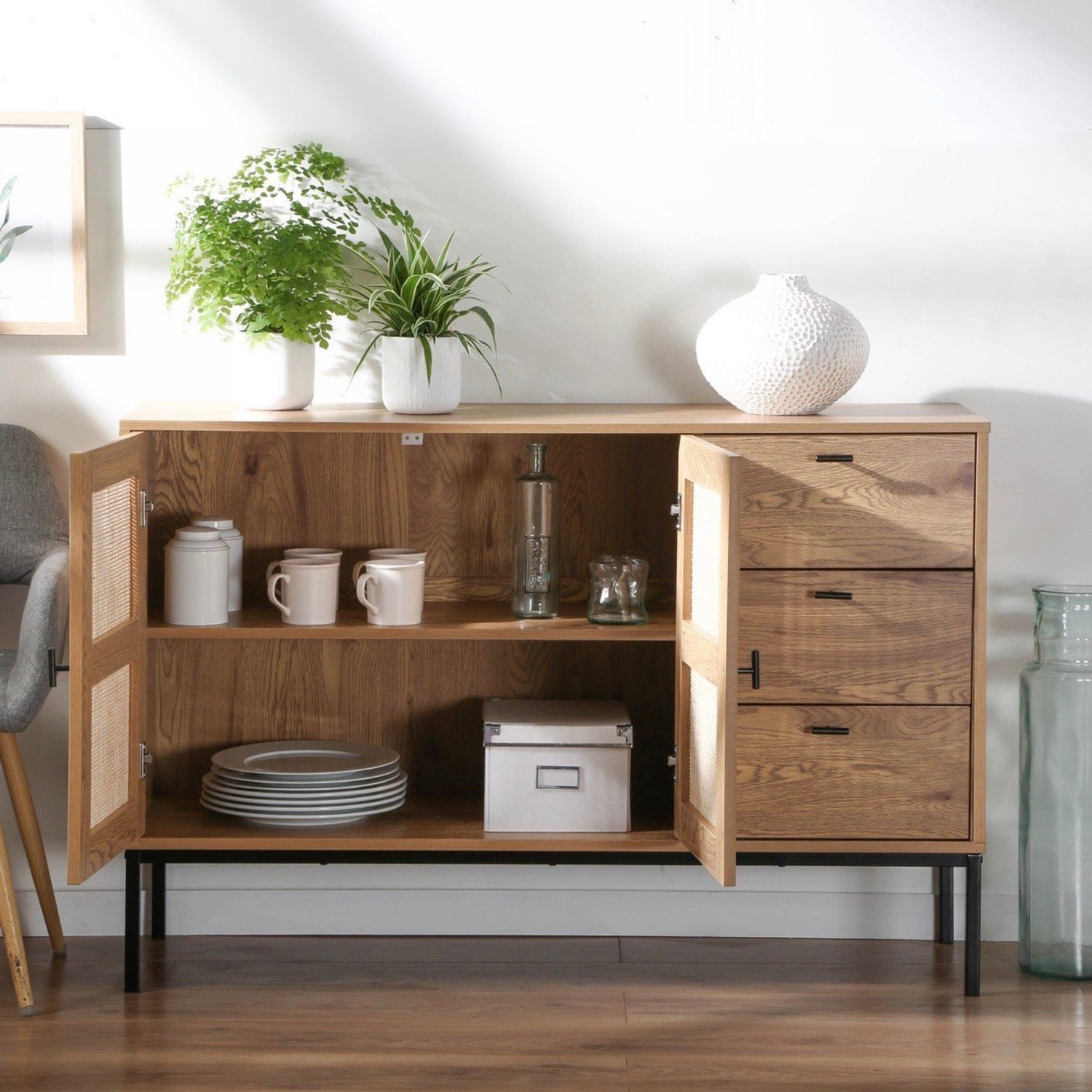 Jaya - Sideboard 3 Drawers / 2 Doors - Rattan