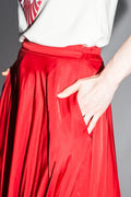 Falda larga The Kelly de viscosa satinada roja