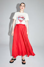 Falda larga The Kelly de viscosa satinada roja