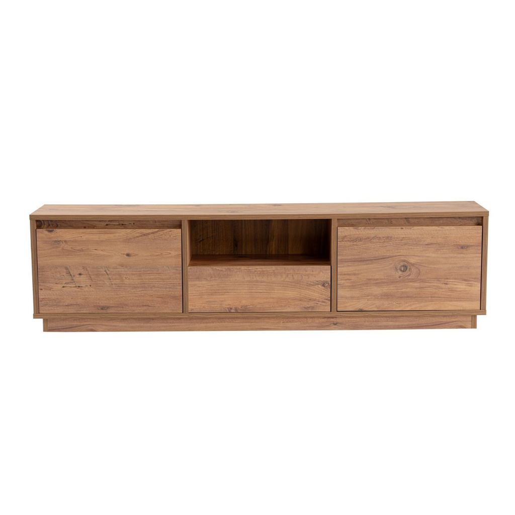 Vanguard - TV Unit with 3 Drop-Down Doors/1 Open Compartment - Atlantic Pine