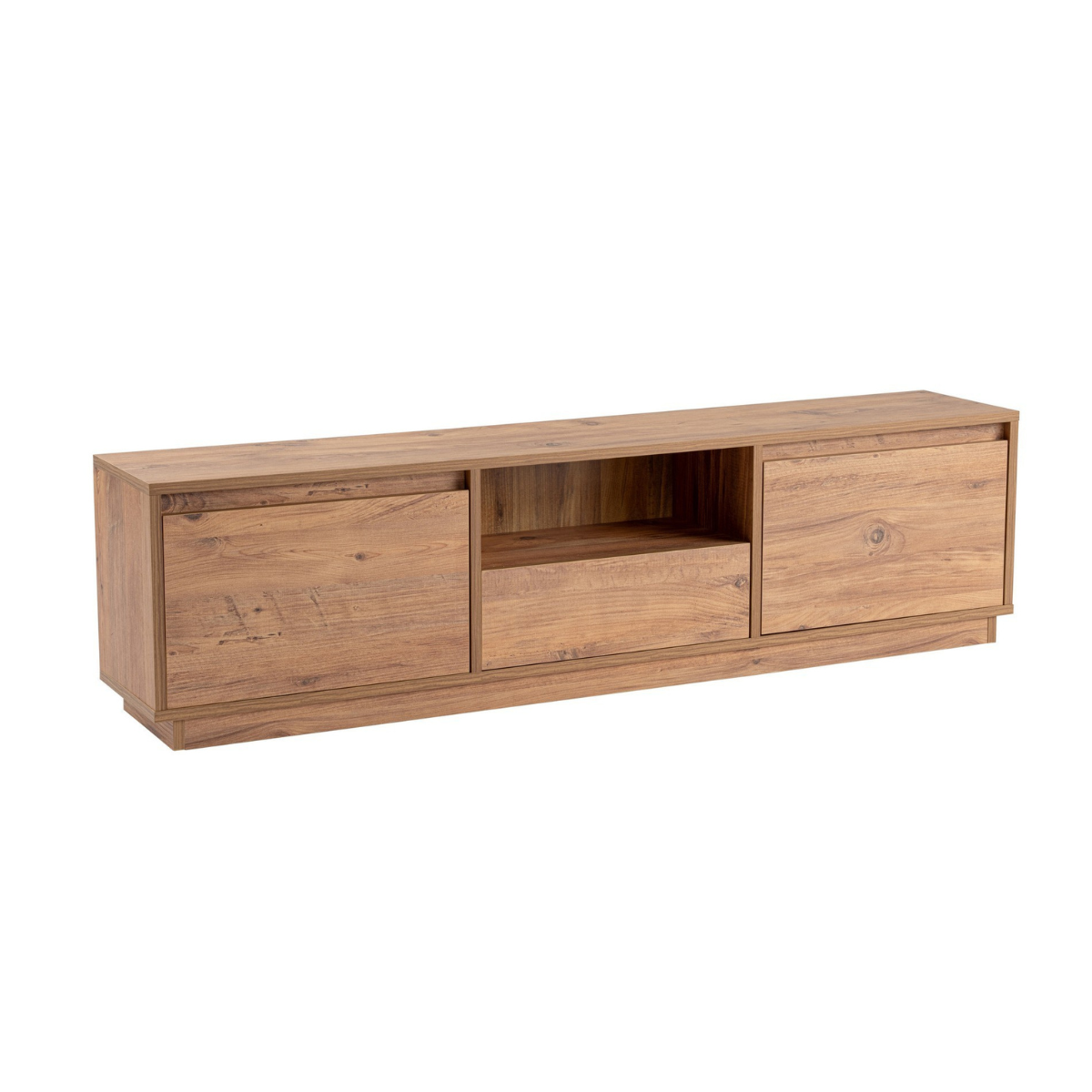 Vanguard - TV Unit with 3 Drop-Down Doors/1 Open Compartment - Atlantic Pine