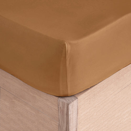 Fitted Sheet (With Elastic) - Pure - 100% Cotton Percale - Toffee