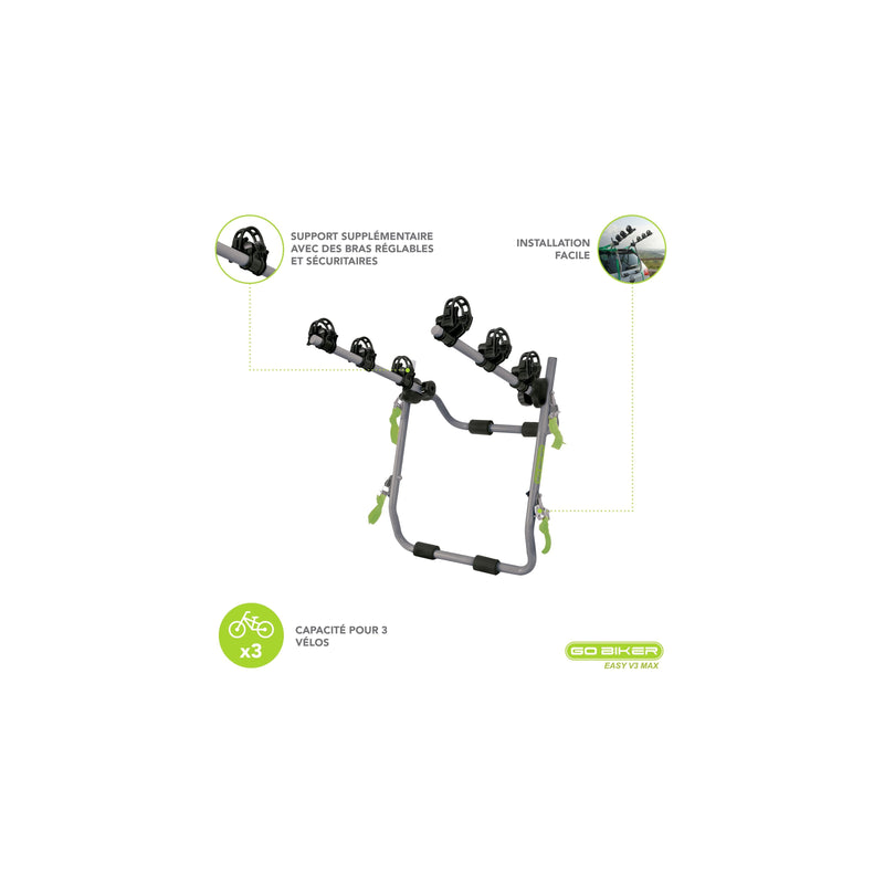 Porte-Vélos Argent - Maximum 3 Vélos - Adaptable A Tout Type De Voiture