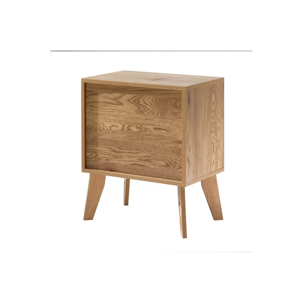Alia - Mesita de noche con 2 cajones - Madera y ratán