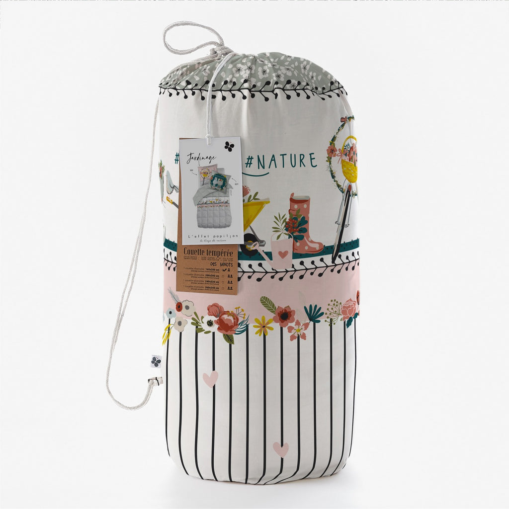 Jardinage - Couette Imprimée + Taie D'Oreiller - Coton Imprimé