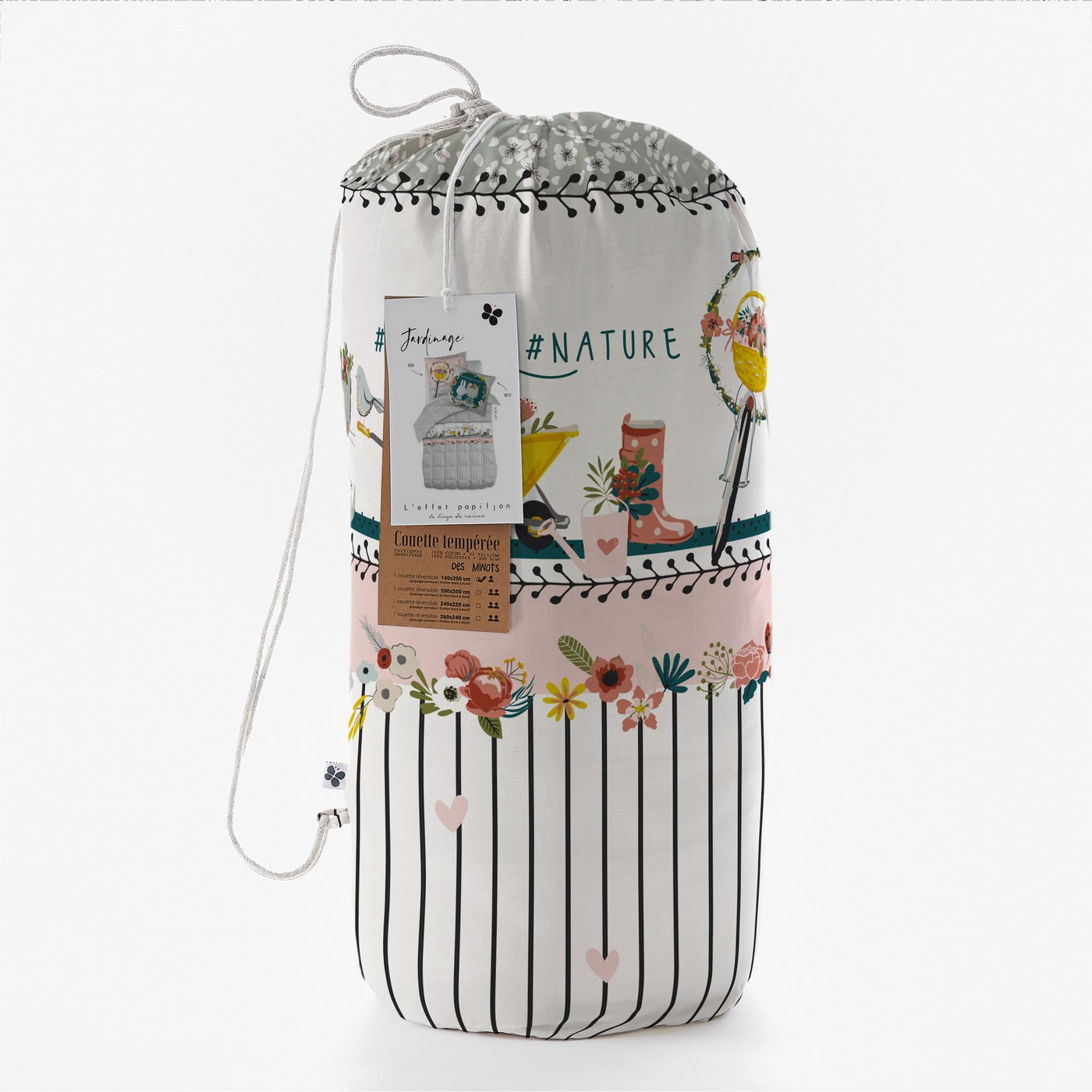 Jardinage - Couette Imprimée + Taie D'Oreiller - Coton Imprimé