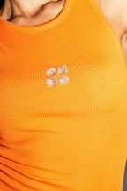Théo Ribbed Knit Top Made In Portugal - Orange