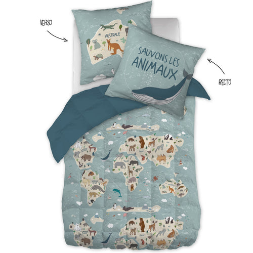 Couette Imprimée + Taie D'Oreiller - Coton Imprimé - Map